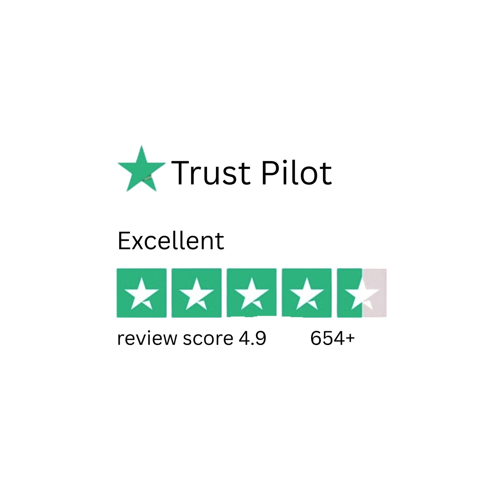 Trustpilot rating 4.9 stars with 500+ reviews